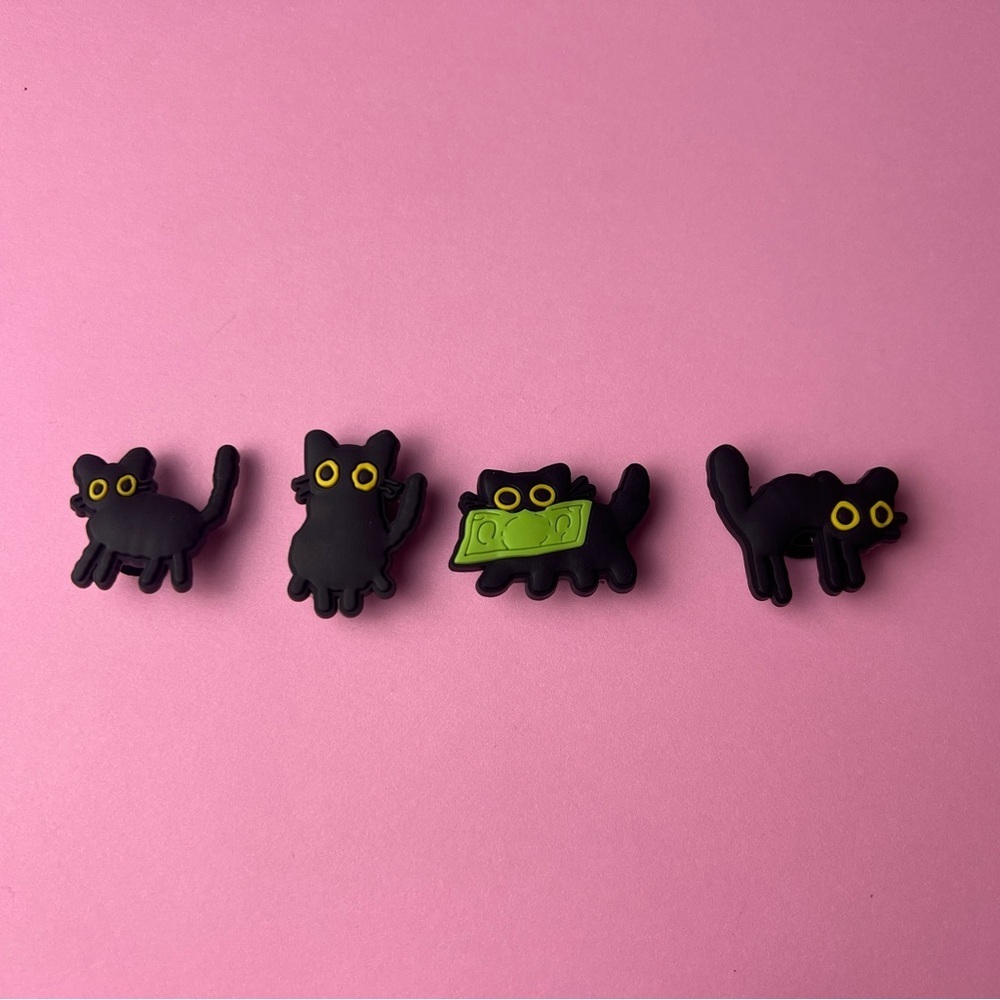 Black Cat Crocs Shoe Charms Set of 7 - jibbitz Charms Coffee Lover - Cat Lover - Picture 4 of 6